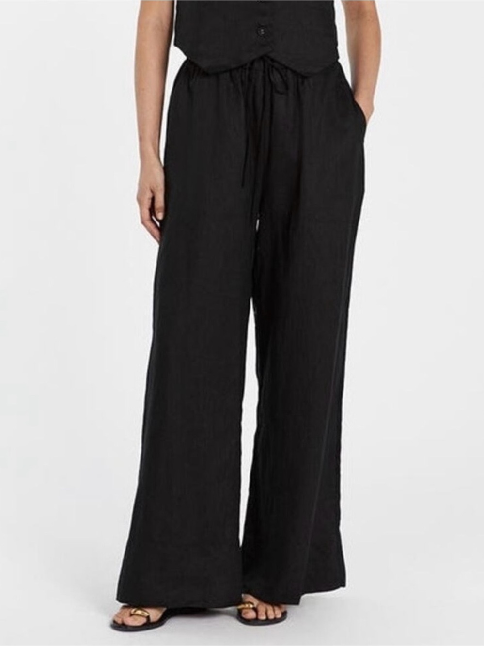 DISSH Wide Leg Drawstring Pull on Pants - Navy
